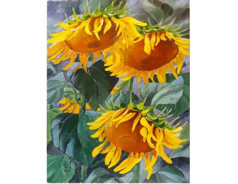 Sunflower Landscape Oil Painting Floral Artwork - Etsy