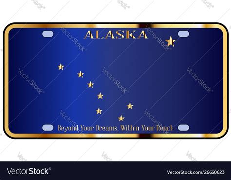 Alaska state license plate flag Royalty Free Vector Image