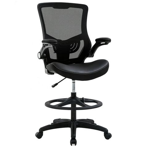 Drafting Chair Ergonomic Tall Office Chair with Flip Up Arms Foot Rest ...