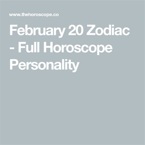 February 20 Zodiac - Full Horoscope Personality | Horoscope, Zodiac ...