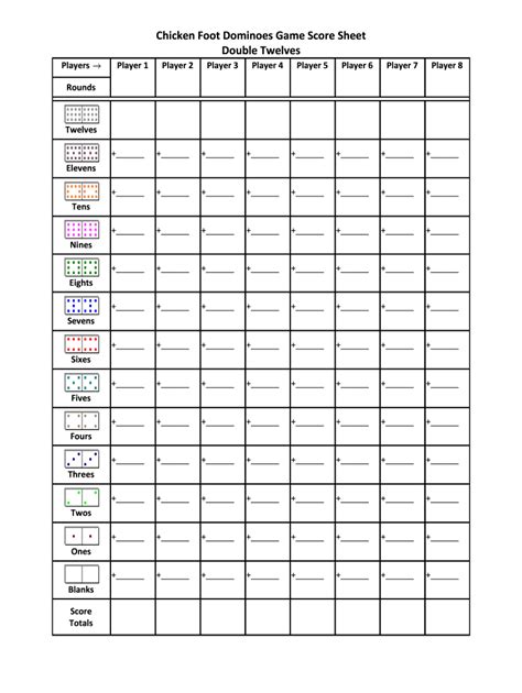 Chicken Foot Dominoes Game Score Sheet - Fill and Sign Printable ...