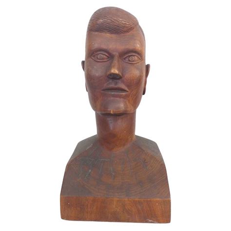 Folk Art Carved Wood Head For Sale at 1stDibs