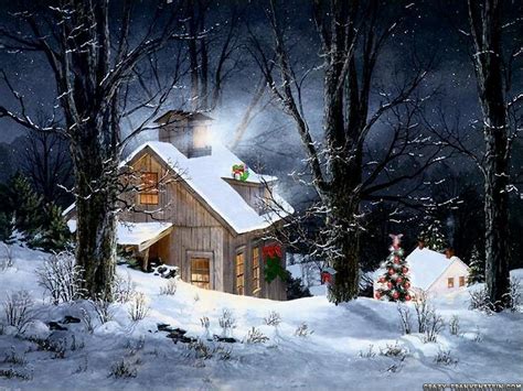 Snowy Cabin - Christmas Wallpaper (9514019) - Fanpop