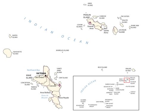 Seychelles Map with Islands - GIS Geography