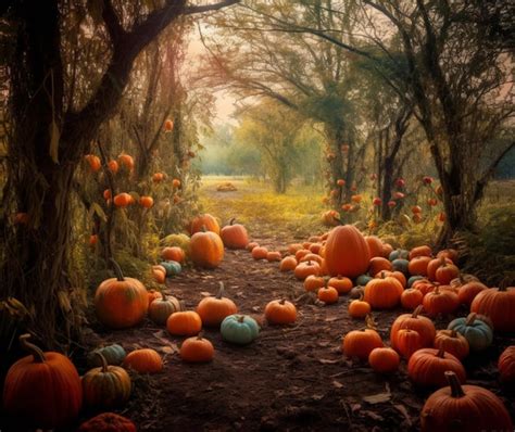 Premium AI Image | A colorful autumn pumpkin patch