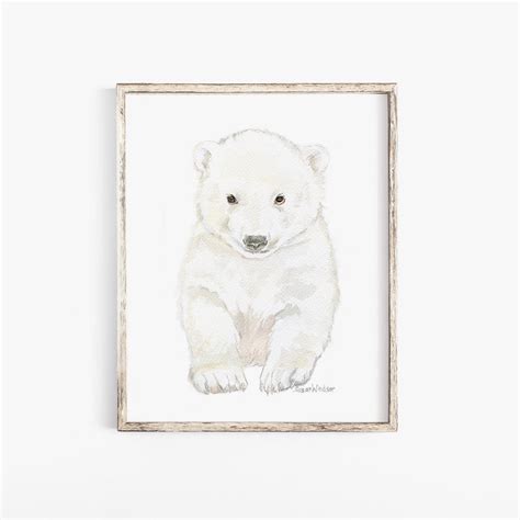 Polar Bear Cub Watercolor Painting Giclee Reproduction Nursery | Etsy