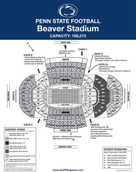 Penn State Football Stadium Seating Map With Rows - Printable Map