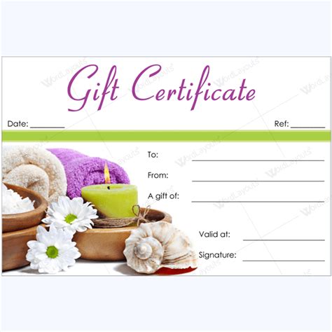 Spa Gift Certificate Template, Create a blank gift certificate.