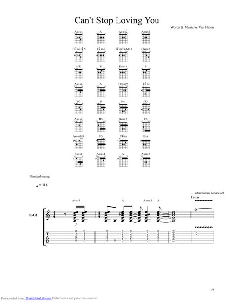 Cant Stop Loving You guitar pro tab by Van Halen @ musicnoteslib.com