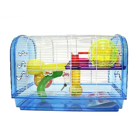 YML Clear Plastic Dwarf Hamster Mice Blue Cage Dome with Color ...