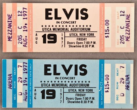 Lot Detail - Elvis Presley August 19, 1977 Full Concert Tickets (2)