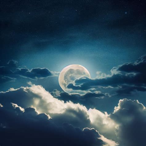 Premium Photo | Full moon in the clouds night sky background digital art