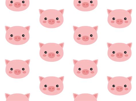 Cute pig head vector pattern. Kawaii seamless background. 6399930 ...