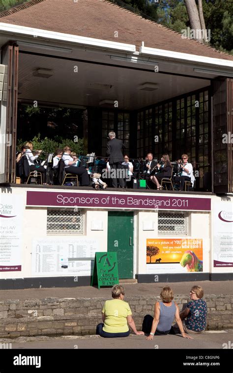 Public Bandstand Bournemouth Winter gardens in the summer sun with ...