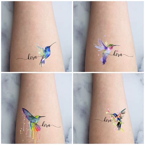 Temporary Hummingbird Tattoos Personalized Name Tattoos | Etsy | Wrist ...