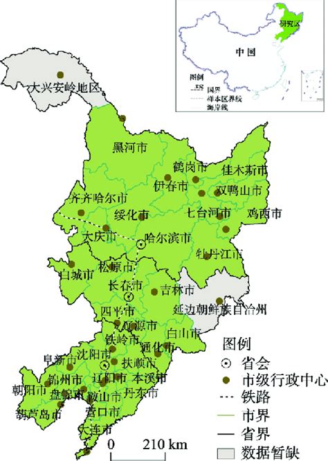 Geographical location of the three provinces of Northeast China ...