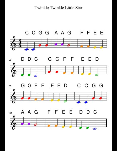 Twinkle Twinkle Little Star sheet music for Piano download free in PDF ...