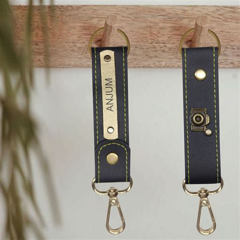 Personalized Leather Keychain With Name & Charm