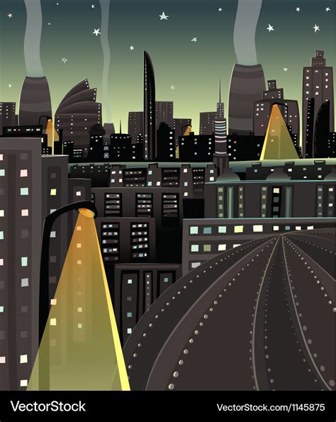 Night cityscape cartoon Royalty Free Vector Image