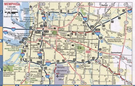 Memphis TN roads map, highway map Memphis city and surrounding area