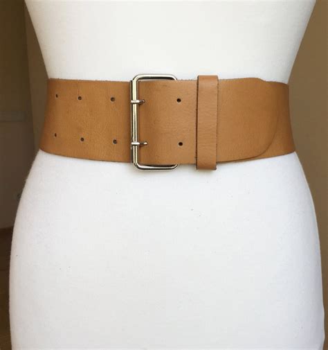 Vintage Wide Light Brown Waist Leather belt 78-90 cm | Etsy