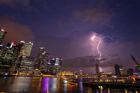 Lightning Strike over the skyscrapers and cityscape image - Free stock ...