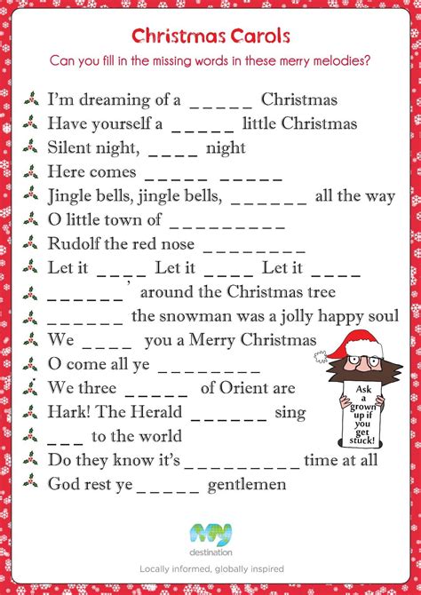 Kids' Corner on My Destination | Printable christmas games, Christmas ...