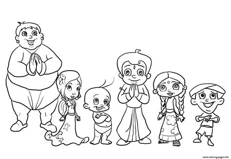 Chota Bheem Characters Coloring Pages Printable