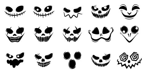 horror and scary faces halloween vector set silhouette 10513690 Vector ...