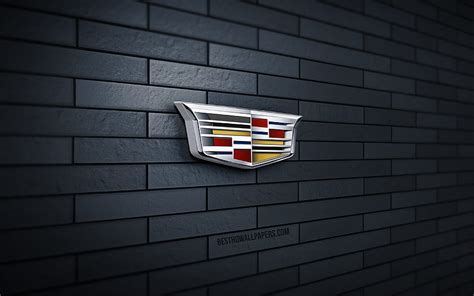 Cadillac 3D logo, , gray brickwall, creative, cars brands, Cadillac ...