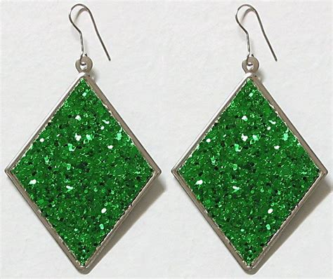 Green Diamond Shaped Earrings