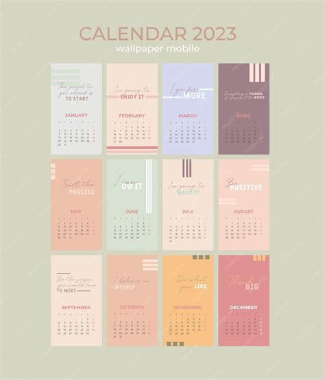 Premium Vector | Wallpaper Mobile - Positive Calendar 2023