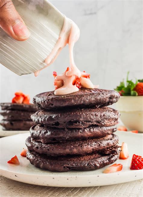 Fluffy Chocolate Pancake Recipe with Strawberry Cream Cheese - Let's ...