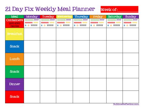 How to create a 21 Day Fix Meal Plan - Sublime Reflection