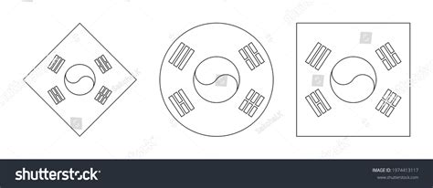 South Korea Flag Outline Set Isolated Stock Vector (Royalty Free ...