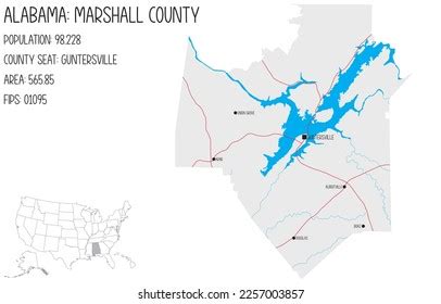 Large Detailed Map Marshall County Alabama Stock Vector (Royalty Free ...