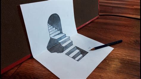 How to Draw 3D Stairs and Hole Optical Illusion on Paper - Kaif Sketch