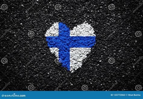 Flag of Finland, Finnish Flag, Heart on the Black Background, Stones ...