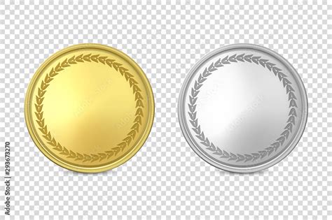 Fototapeta Vector 3d Realistic Blank Golden and Silver Metal Coin or ...