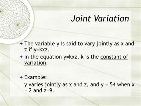 Joint Variation Worksheet