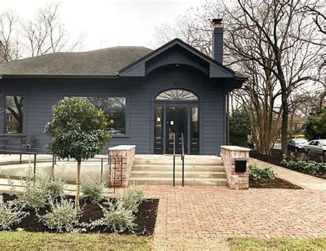 Navy Blue + Black Trim Exterior House Color Paint | House exterior blue ...