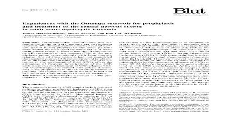 Experiences with the ommaya reservoir for prophylaxis and treatment of ...