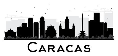 Caracas City skyline black and white silhouette. 7804473 Vector Art at ...