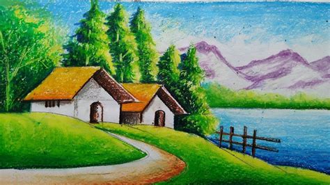 Landscape Drawing Easy, Oil Pastel Landscape, Easy Landscape Paintings ...