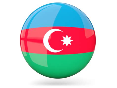 Glossy round icon. Illustration of flag of Azerbaijan