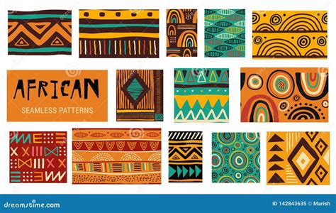 Seamless African Modern Art Patterns. Vector Collection Stock Vector ...