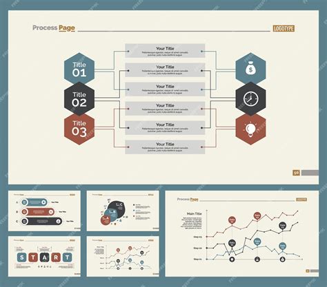 Free Vector | Six economics charts slide templates set