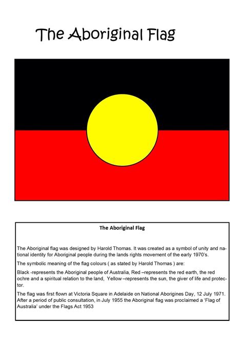 aboriginal flag meaning worksheet