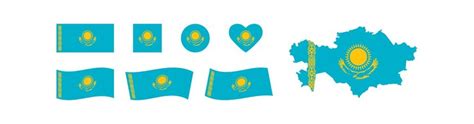 Premium Vector | Kazakhstan set national flag and map icons Isolated ...