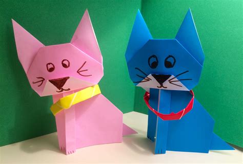 Origami Cat with Collar | Origami cat, Origami, Origami for beginners